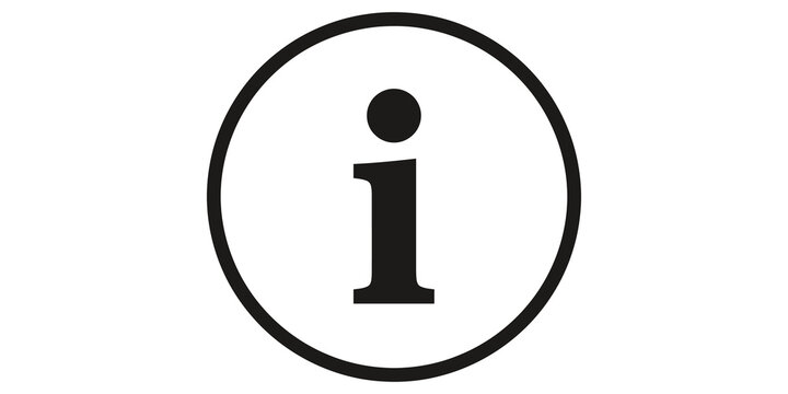 Black information symbol 'i' inside a circle for help or assistance.