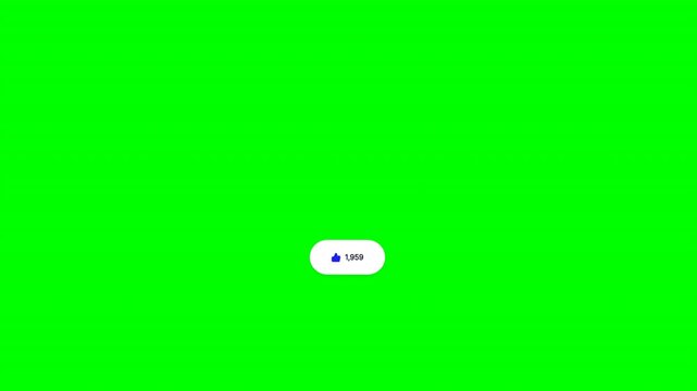 Thumbs up like button click burst right badge on green screen