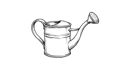 Vintage watering can vector illustration, hand-drawn garden tool sketch, antique metal watering pot for plants and gardening © Sabir