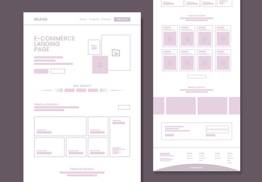 E-Commerce Landing Page Website Wireframe Template