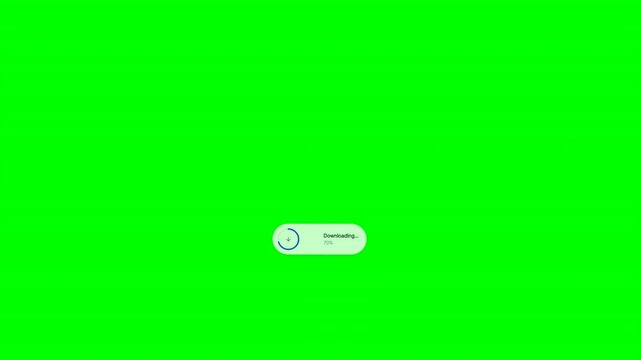 Download file button loading progress right badge on green screen