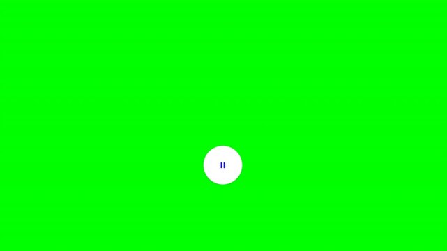 Video media play and pause button right badge on green screen