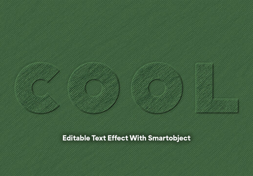 Green Fabric Text Effect With Realistic Embossed Texture