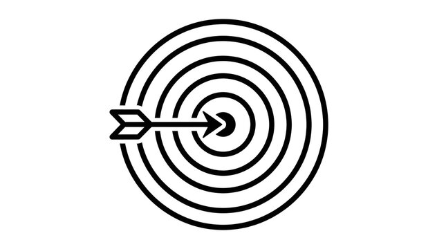 Target With Arrow Hitting Bullseye Minimalist Black and White Vector Icon