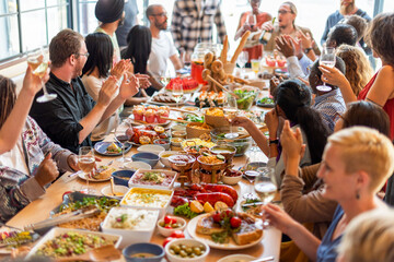 Fototapeta premium Vibrant multicultural gathering feast photo