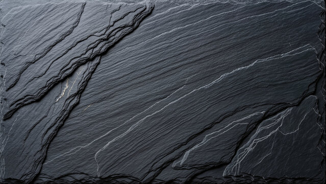 Natural Dark Grey Slate Stone Background with Textured Rough Surface
