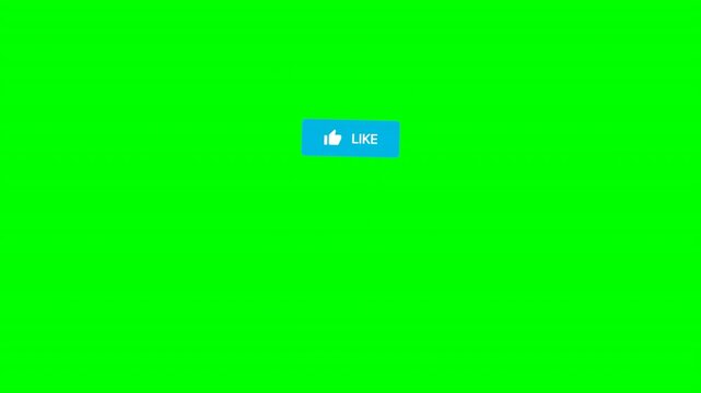 Exploding like button blast right floating badge on green screen