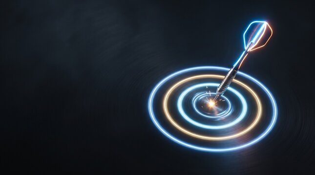 Futuristic Glowing Target with Arrow Business Goal Concept