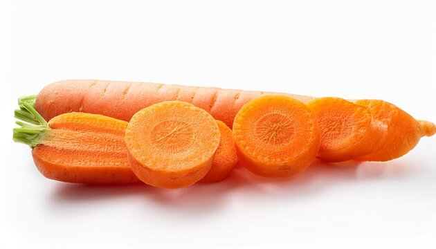 Fresh Carrot Cut Lengthwise Isolated On White Background Organic Vegetable Detail