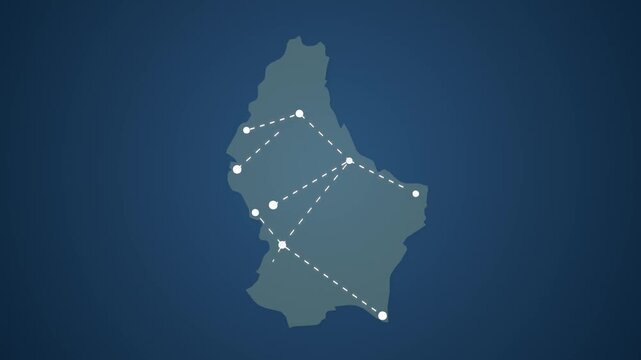 Luxembourg Map Illustrating Digital Communication and Signal Connection Network