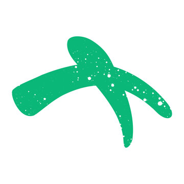 Hand drawn doodle naive abstract scribble green graphic shape. Simple textured noise effect isolated white background item