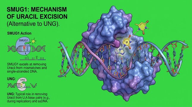 SMUG1 protein mechanism of uracil excision from DNA double helix molecular structure