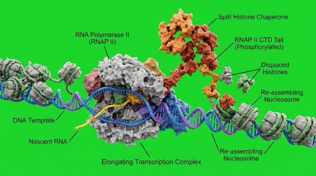 Molecular model of Spt6 binding to RNA Polymerase II during transcription elongation