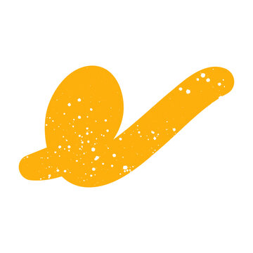Hand drawn doodle grunge naive abstract scribble yellow graphic element shape. Simple textured noise effect isolated white background item