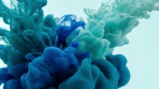 cinematic abstract fluid ink animation on a cool white background