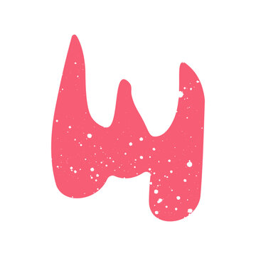Hand drawn doodle grunge abstract scribble pink single element shape. Simple textured noise effect isolated white background item