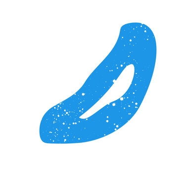 Hand drawn doodle grunge naive abstract scribble blue single element shape. Simple textured noise effect isolated white background item