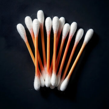 Personal hygiene and skincare routine, cotton swabs for ear cleaning and beauty care, health maintenance and daily grooming tools on black background