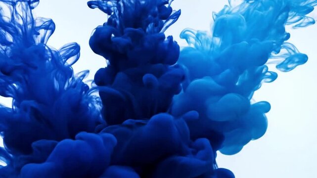 cinematic abstract fluid ink animation on a cool white background