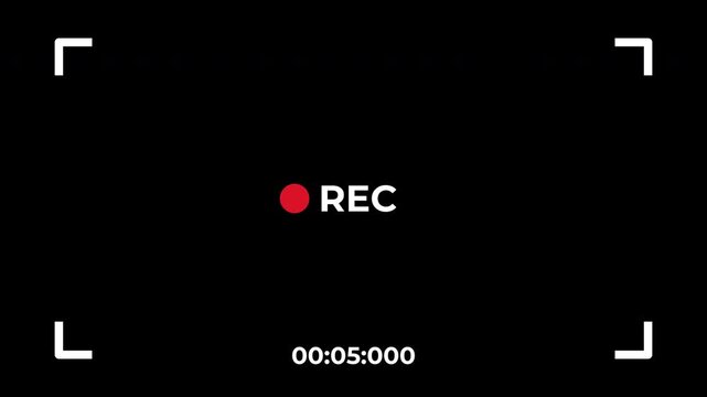 Video Recording Camera Screen Overlay With Rec Text And Timer On Black
