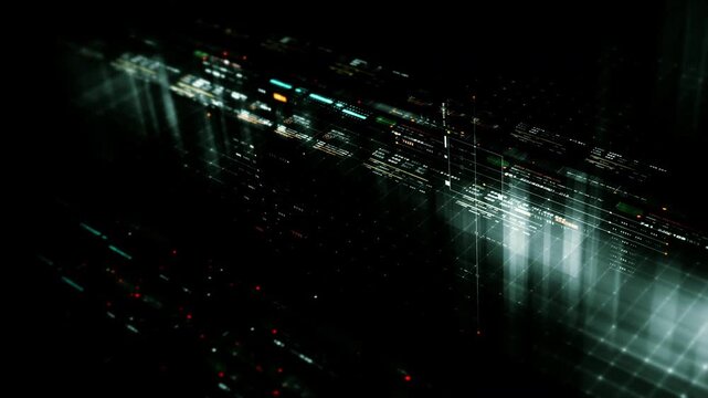 Futuristic data network visualization with glowing digital streams, big data analytics interface, cyber technology background and communication system in curved virtual display