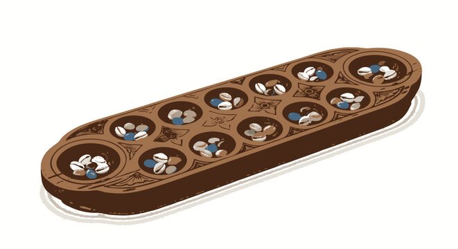 Congklak Traditional Indonesian Mancala Board Game Cultural Heritage Vector