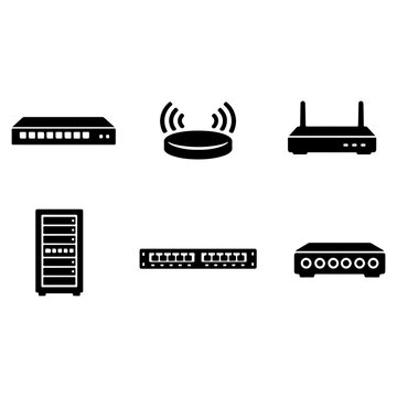 Network Infrastructure Equipment Silhouette Collection