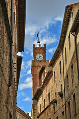 Obraz premium Pienza, streets, houses and palaces of the historic village, Val d'Orcia, Tuscany, Italy