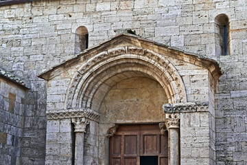 Obraz premium San Quirico d'Orcia, the Church of Santa Maria Assunta, Siena, Val d'Orcia, Tuscany, Italy