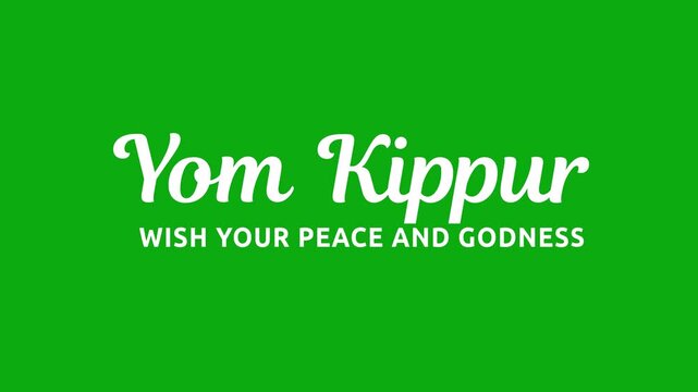 Yom Kippur text Animation on the green screen. Handwritten text calligraphy animated typography. Great for celebrations, events, and social media posts. Alpha channel inculeded