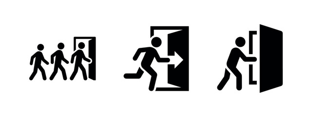 Emergency Exit and Evacuation Route Icons - Safety and Escape Direction Symbols © Lili
