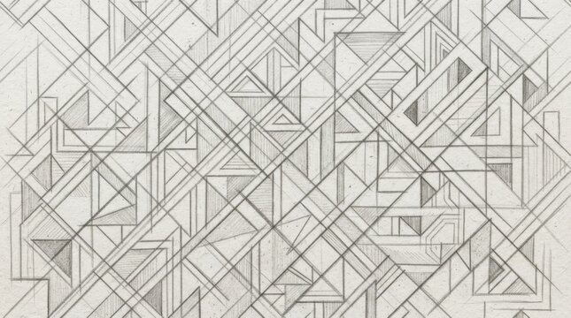 Intricate geometric pattern with overlapping pencil lines and sharp triangular shapes ideal for creative artistic backgrounds.
