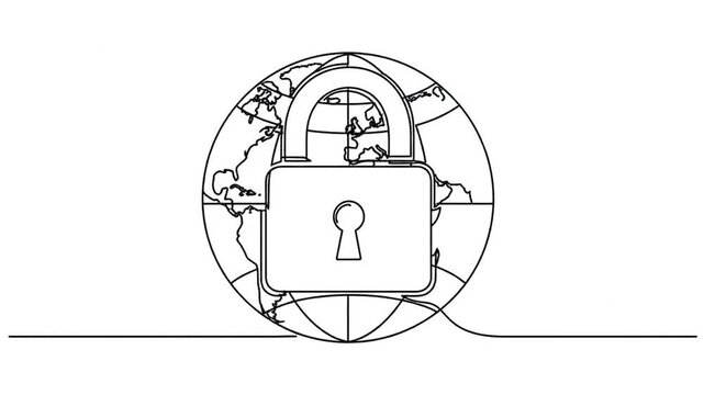 Single line sketch of planet earth hemisphere