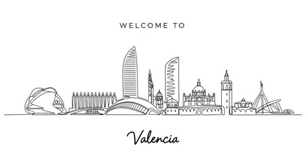 Obraz premium Valencia Skyline Outline: Welcome to Spain's Modern Architecture & Landmarks