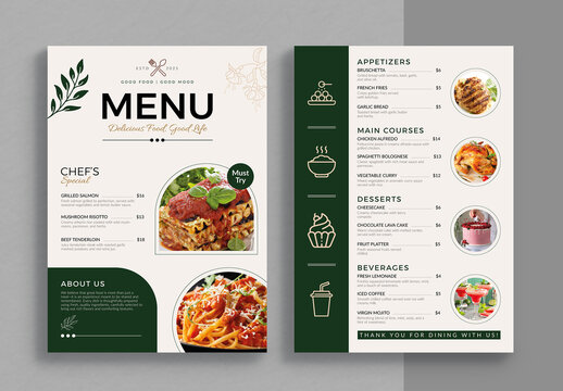 Modern Food Menu Template Layout