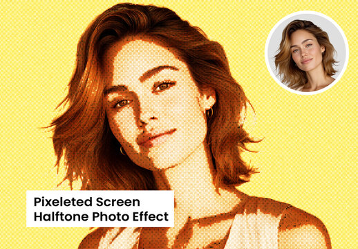 Pixeleted Screen Halftone Photo Effect