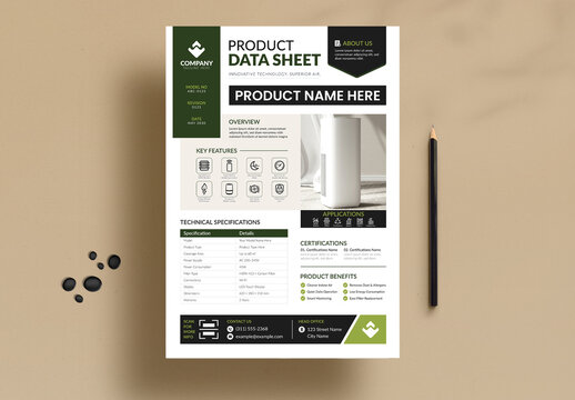 Product Data Sheet Template Layout