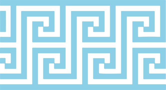 Light blue double meander pattern for mediterranean style textile and wallpaper finishing.