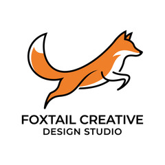 Obraz premium This eye-catching logo showcases a jumping fox, embodying creativity and agility, perfect for a design studio that values clever and innovative ideas.