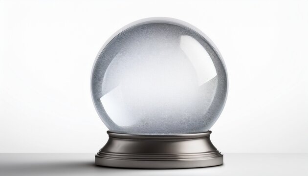 Empty Snow Globe Glass Sphere Isolated On White Background D Rendering
