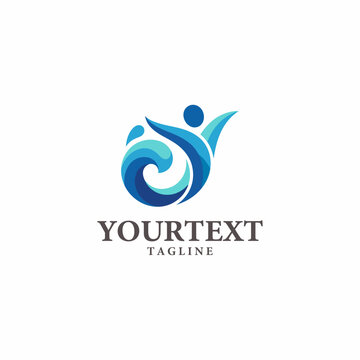 A captivating logo design featuring flowing blue waves and a stylized figure, symbolizing creativity, movement, and freshness for modern branding and businesses.