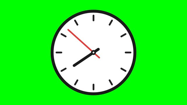 Minimalist analog clock icon with black frame and red second hand for time management and interface design
