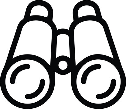 Binoculars View Search Travel Icon Minimal Black Outline Vector Symbol