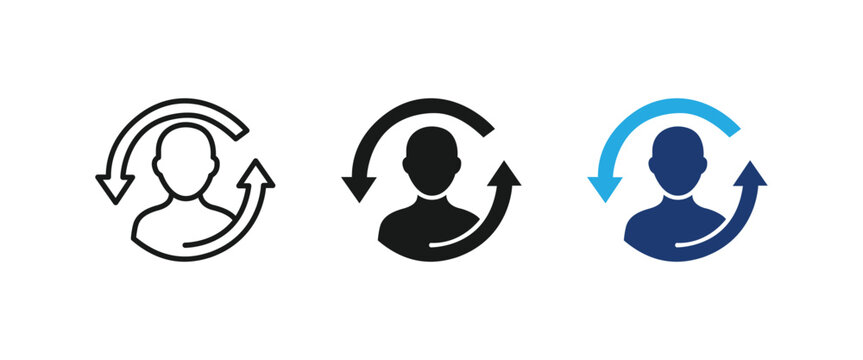 Customer retention user sync refresh circular arrows vector icon set