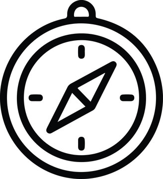 Compass Navigation Travel Icon Minimal Black Outline Vector Symbol