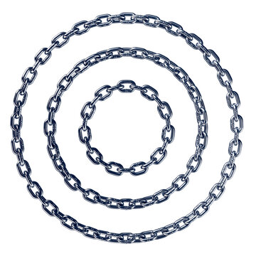 Iron Chains in a Circle Shape isolated on White Background. 3D illustration