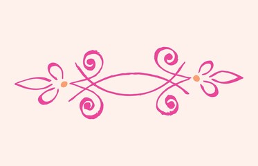 Closeup of editable hand drawing of traditional rangoli design element illustrations. © 2M Stocks
