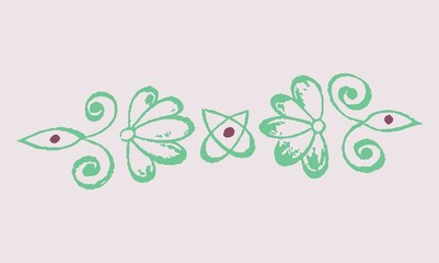 Closeup of editable hand drawing of traditional rangoli design element illustrations. © 2M Stocks