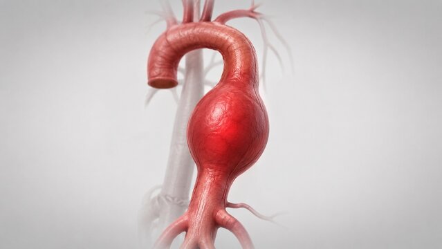 3D Medical Illustration of a Large Thoracic Aortic Aneurysm Representing Cardiovascular Disease and Vascular Surgery