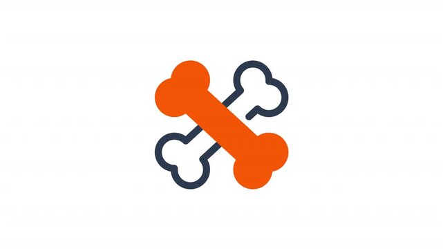Rotating crossed bones icon halloween animation
